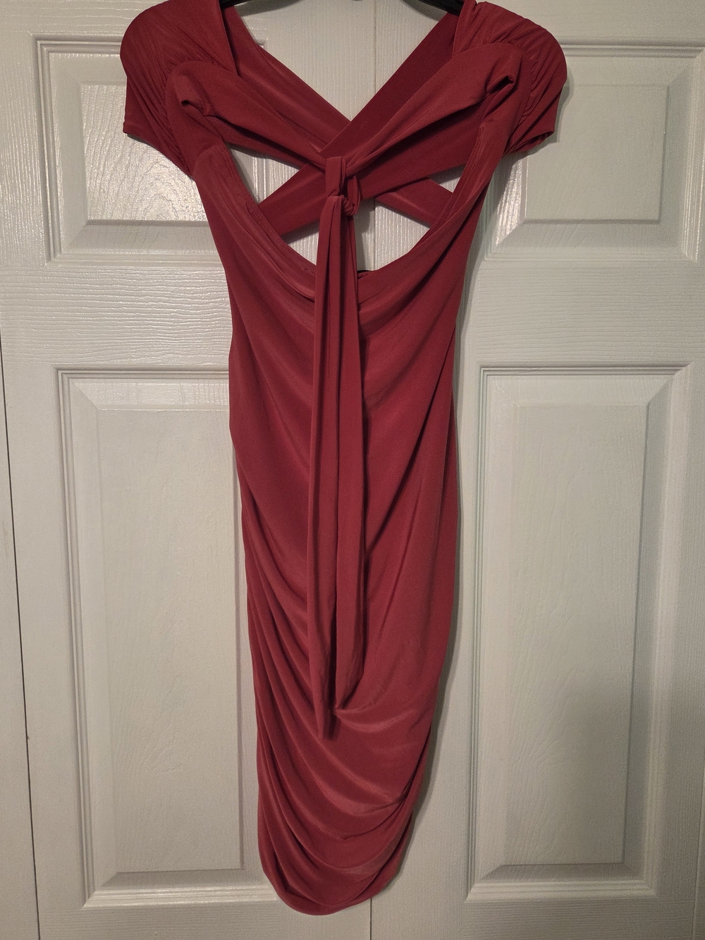 Red Draped Tie-Back Women's Dress